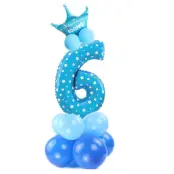 Ballongset Siffra Stående Blå"0-9"Siffra 6