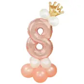 Ballongset Siffra Stående Rosé"0-9"Siffra 8