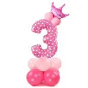 Ballongset Siffra Stående Rosa"0-9"Siffra 3