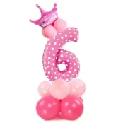 Ballongset Siffra Stående Rosa"0-9"Siffra 6