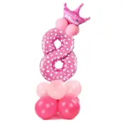 Ballongset Siffra Stående Rosa"0-9"Siffra 8