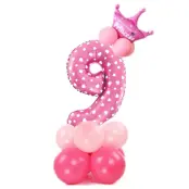 Ballongset Siffra Stående Rosa"0-9"Siffra 9