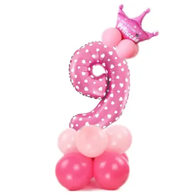 Ballongset Siffra Stående Rosa