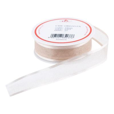 Ballongsnöre Organza Beige - 25m x 25mm