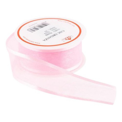 Ballongsnöre Organza Ljusrosa - 25m x 40mm