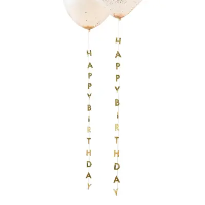 Ballongsvansar Happy Birthday Guld