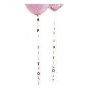 Ballongsvansar Happy Birthday Roséguld - 5-pack