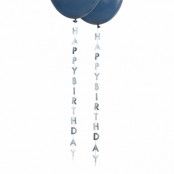 Ballongsvansar Happy Birthday Silver - 5-pack