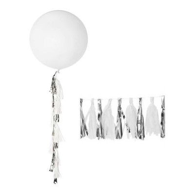 Ballongtassel Silver/Vit