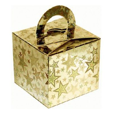Ballongvikt Presentbox av Papp Stjärnor Guld Holografisk - 10-pack