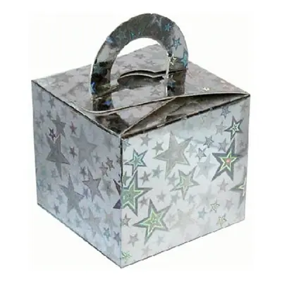 Ballongvikt Presentbox av Papp Stjärnor Silver Holografisk - 10-pack