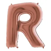 Bokstavsballong Roséguld Metallic - Bokstav R