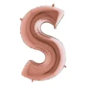 Bokstavsballong Roséguld Metallic - Bokstav S