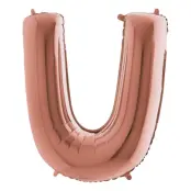 Bokstavsballong Roséguld Metallic - Bokstav U