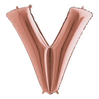 Bokstavsballong Roséguld Metallic - Bokstav V