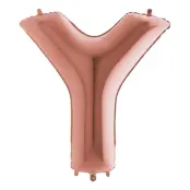 Bokstavsballong Roséguld Metallic - Bokstav Y
