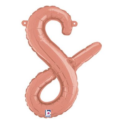 Bokstavsballong Script Roséguld - Bokstav S