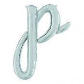 Bokstavsballong Script Silver - Bokstav P