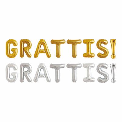 Bokstavsballonger Grattis! - Silver