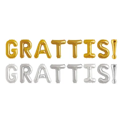 Bokstavsballonger Grattis! - Silver