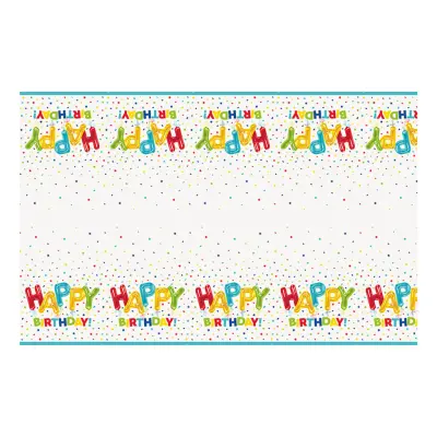Bordsduk Happy Birthday Konfetti
