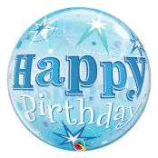 Bubbelballong Happy Birthday Blå