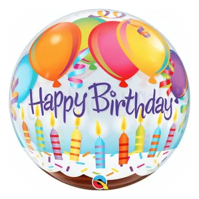 Bubbelballong Happy Birthday Tårtljus