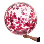 Bubbelballong med Konfetti Röda Hjärtan - 1-pack