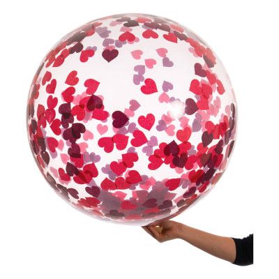 Bubbelballong med Konfetti Röda Hjärtan - 1-pack