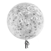 Bubbelballong med Konfetti Silver
