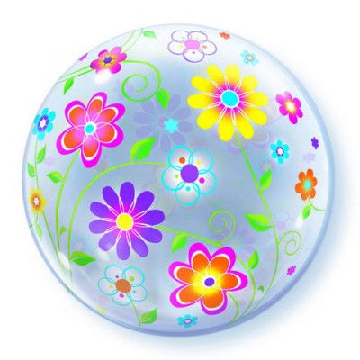 Bubblaballong färgglada blommor