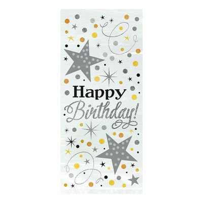 Cellofanpåsar Glitter Happy Birthday - 20-pack