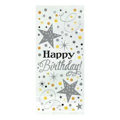 Cellofanpåsar Glitter Happy Birthday - 20-pack