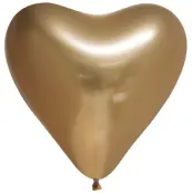Chrome Mirror Hjärtballonger Guld 30 cm 6-pack