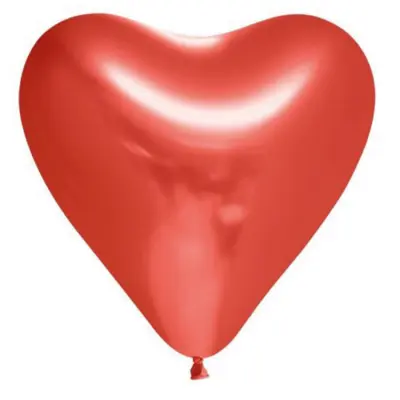 Chrome Mirror Hjärtballonger Röd 6-pack