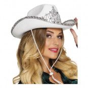 Cowboyhatt Vit med Tiara - One size