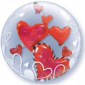 Dubbel-bubblaballong röda hjärtan