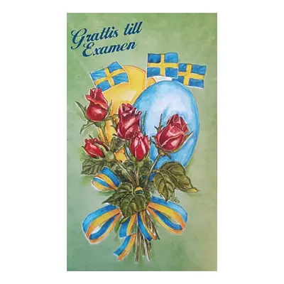Dubbelkort Grattis till Examen Rosor, Ballonger & Flaggor