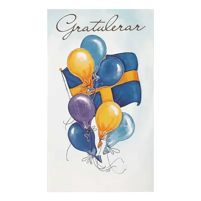 Dubbelkort Gratulerar med Flagga & Ballonger