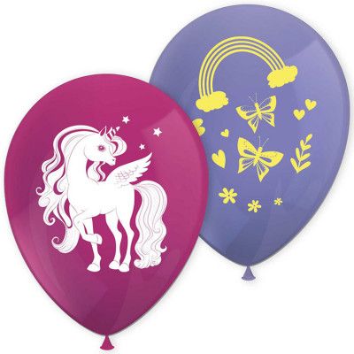 Enhörning Regnbåge Ballonger 8-pack