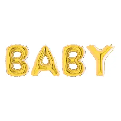 Ballonggirlang Baby Guld Metallic Stor