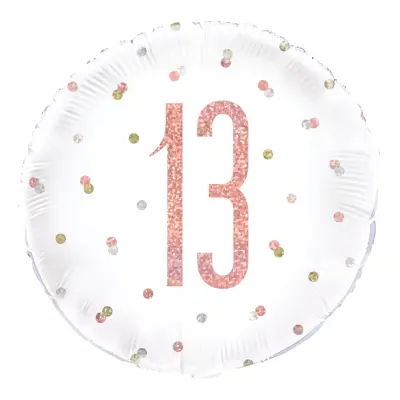 Folieballong 13 Vit/Roséguld Prickig