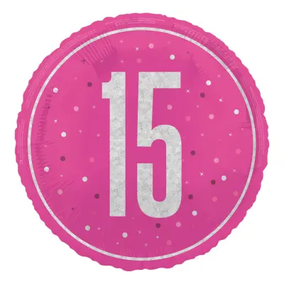 Folieballong 15 Rosa/Silver Prickig