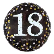 Folieballong 18 Happy Birthday Silver Sparkling