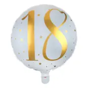 Folieballong Siffra Vit/Guld - Siffra 18