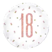 Folieballong 18 Vit/Roséguld Prickig