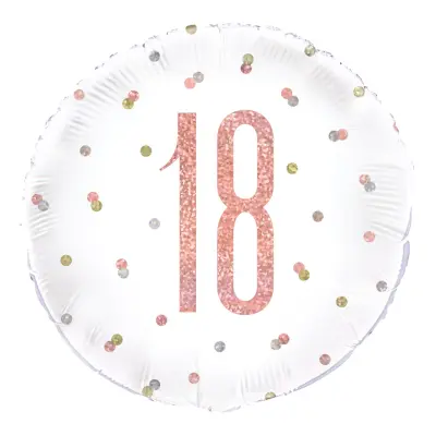 Folieballong 18 Vit/Roséguld Prickig