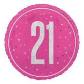 Folieballong 21 Rosa/Silver