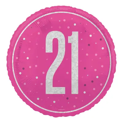 Folieballong 21 Rosa/Silver