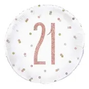 Folieballong 21 Vit/Roséguld Prickig